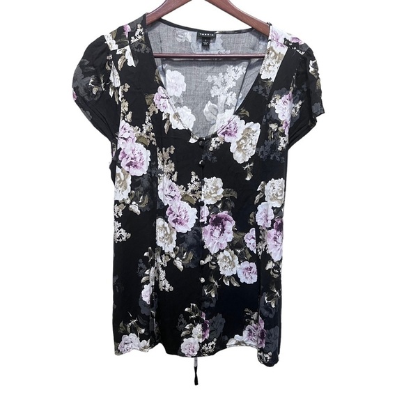 Torrid Stretch Challis Lace-Up Back Top Size 1x - Picture 3 of 10